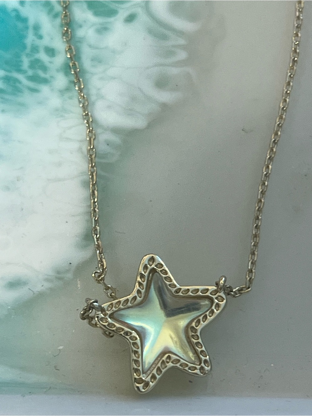 Kendra Scott Jae Gold Star Mother of Pearl Pendant Necklace NWOT